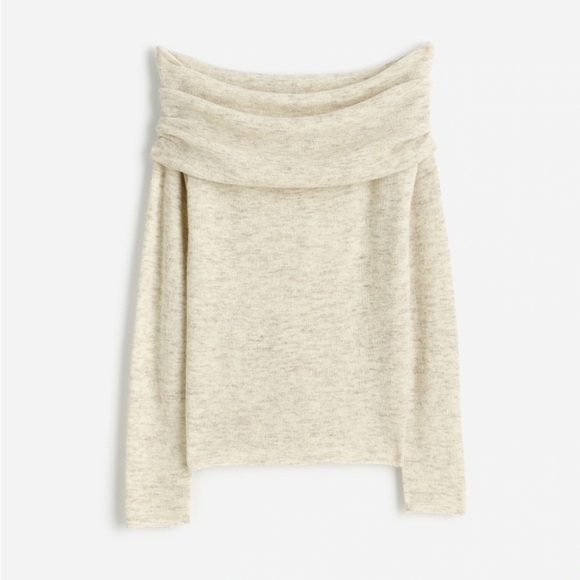 Madewell Alpaca-Blend Off-Shoulder Sweater in Heather Alabaster XS NWT NT549 - Picture 5 of 12